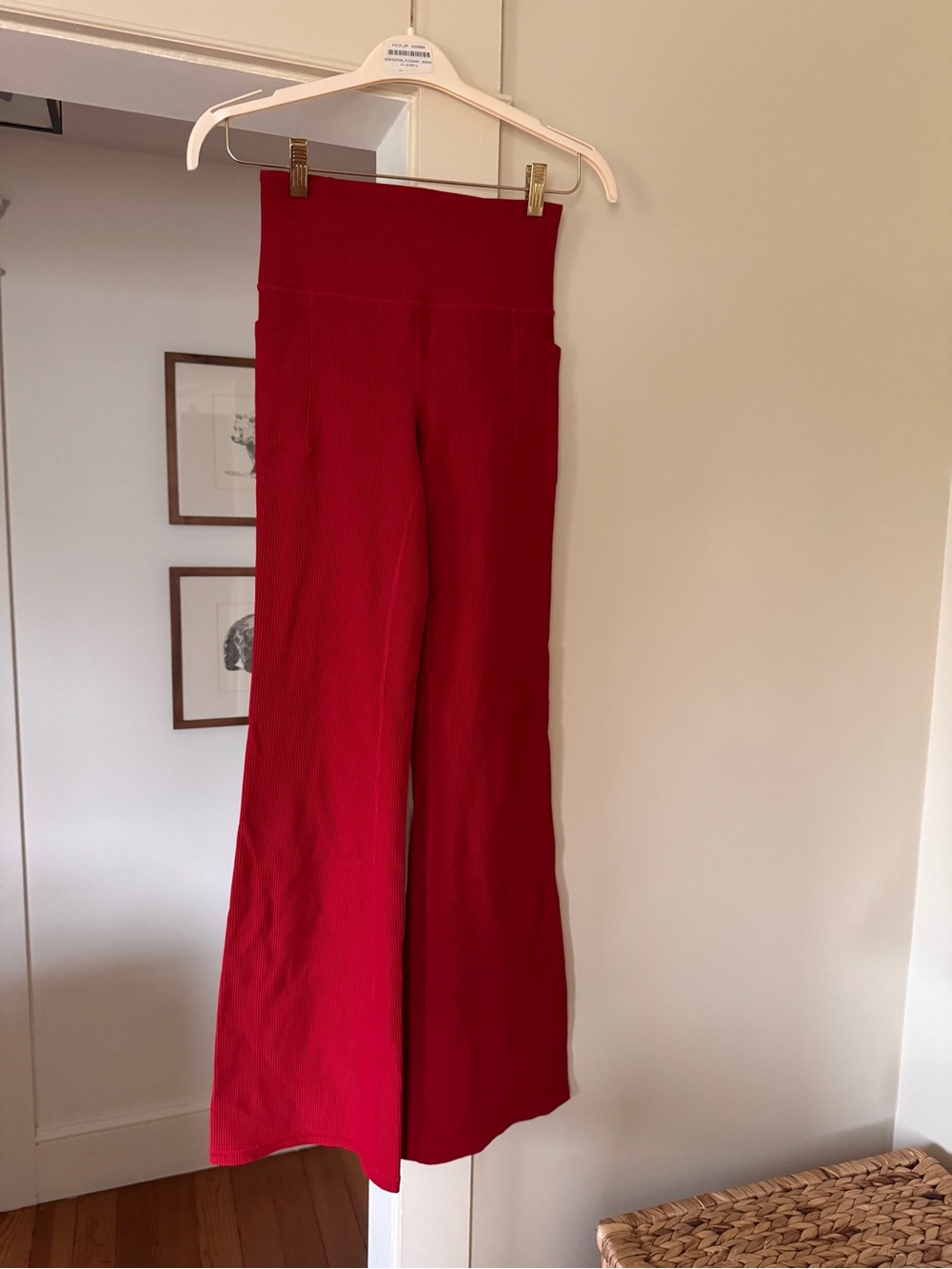 High-Waist athleta ribbed flare pants Red